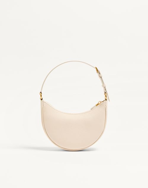 Valentino Garavani - Vlogo Signature Mini Hobo Bag In Grainy Calfskin - Light Ivory - Woman - Shoulder Bags