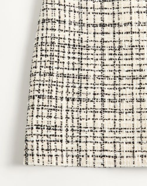 Valentino - Gonna Mini In Square Tweed - Vaniglia/nero - Donna - Gonne