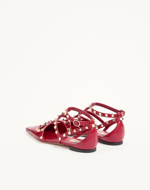 Valentino Garavani - Rockstud Kidskin Ballerinas - Red - Woman - Ballerinas