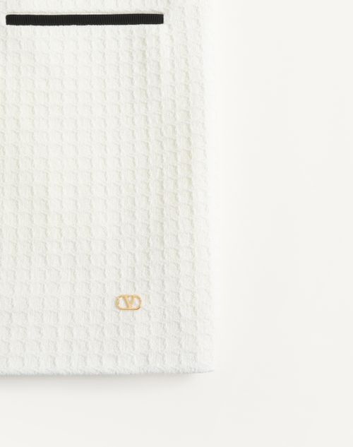 Valentino - Midi Dress In Canestrello Cotton Tweed - Latte/black - Woman - Dresses