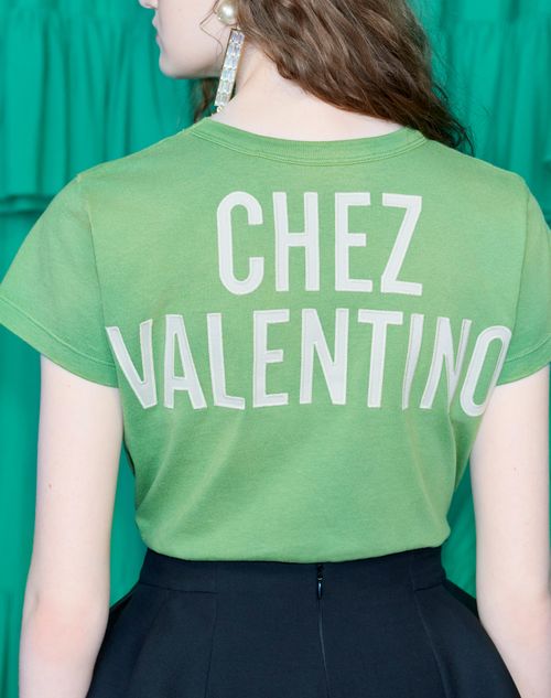 Valentino - Printed Cotton T-shirt - Laurel/birch - Woman - Tshirts And Sweatshirts