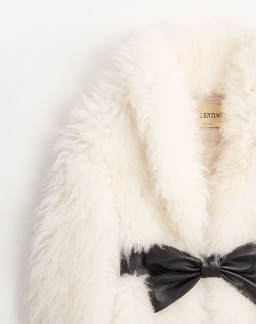Valentino - Goat Cashmere Coat - Ivory/black - Woman - Coats And Outerwear