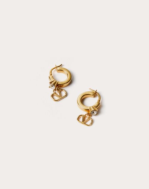 Valentino Garavani Mini Vlogo Signature Metal Earrings With Swarovski® Crystals Woman Gold Uni