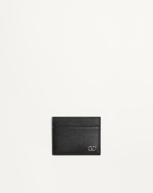 Valentino Garavani Valentino Garavani Vlogo Signature Cardholder In Grainy Calfskin Man Black Onesize