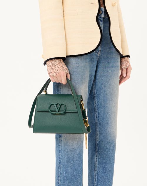 Valentino Garavani - Valentino Garavani Vsling Small Handbag In Grainy Calfskin - English Green - Woman - Top Handle Bags