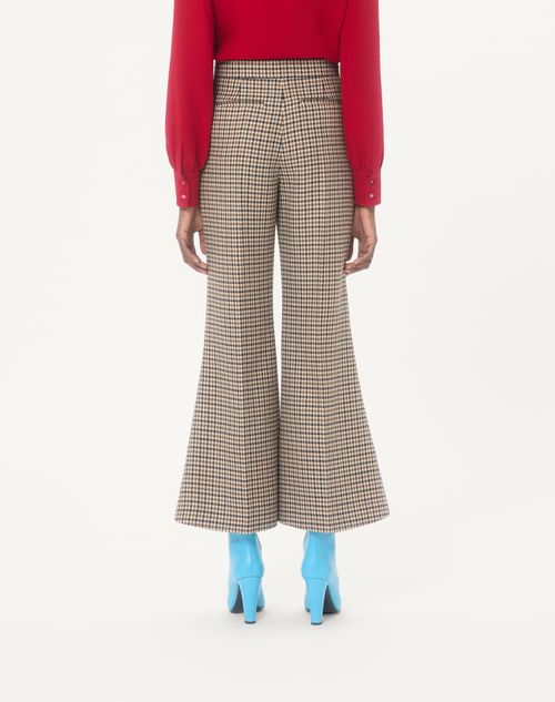 Valentino - Houndstooth Trousers - Beige - Woman - Trousers And Shorts