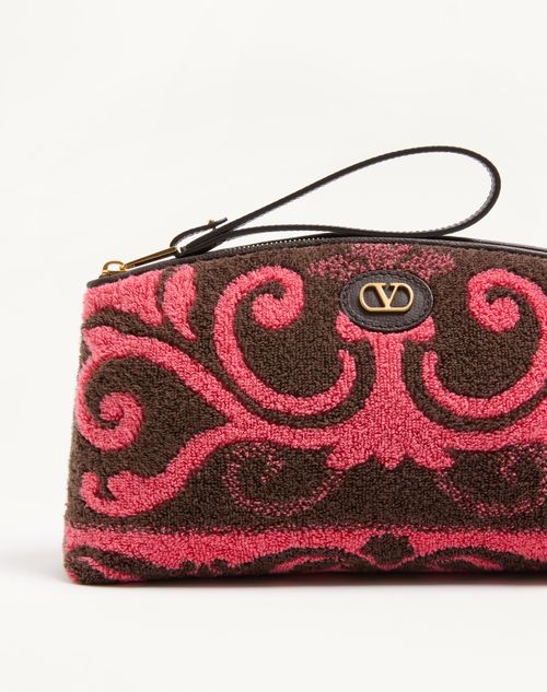 Valentino Garavani - Valentino Garavani Terry Cloth Clutch - Coral/chocolate - Woman - Clutches