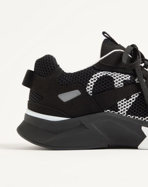 Valentino Garavani - Demivee Sneaker In Mesh Fabric With Suede Inserts - Black/gray - Man - Sneakers