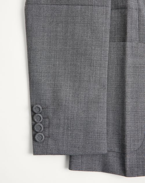 Valentino - Valentino Double-breasted Jacket In Mouliné Wool With Pressed Crease - Black/grey - Man - Coats And Blazers