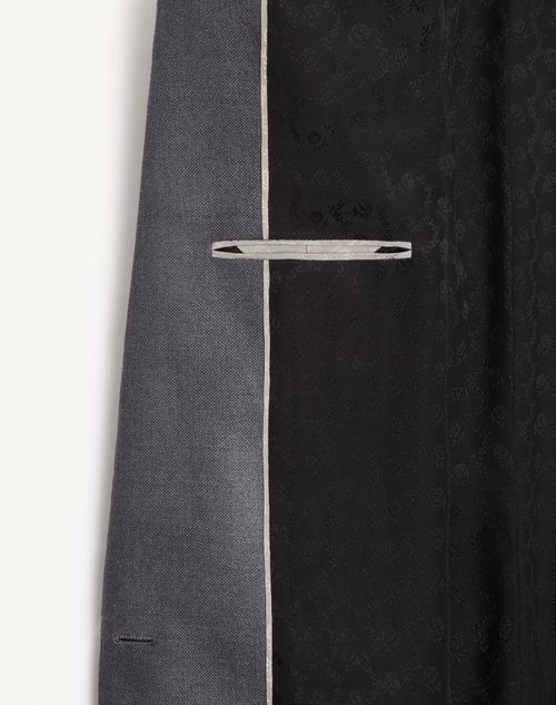 Valentino - Single-breasted Jacket In Textured Silk Wool - Dark Grey - Woman - Jackets And Blazers