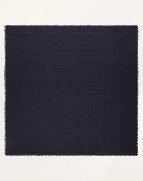 Valentino Toile Iconographe Wool Shawl In ネイビー