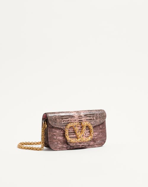 Valentino Garavani - Valentino Garavani Locò Small Shoulder Bag In Tejus With Jewel Logo - Peach Rose/vintage Rose - Woman - Shoulder Bags