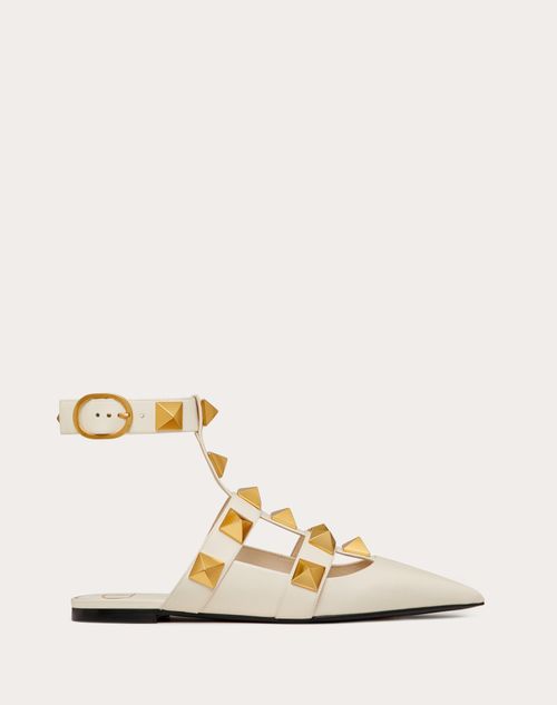 Valentino Garavani Roman Stud Calfskin Low Ballet Flat Woman Light Ivory 39 | ModeSens