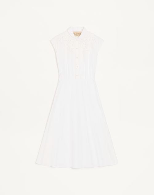 Valentino Embroidered Poplin Midi Dress Woman White 40