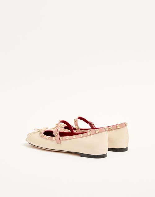 Valentino Garavani - Mary-jane Rockstud Ballerina In Nappa 05mm - Butter - Woman - Ballerinas