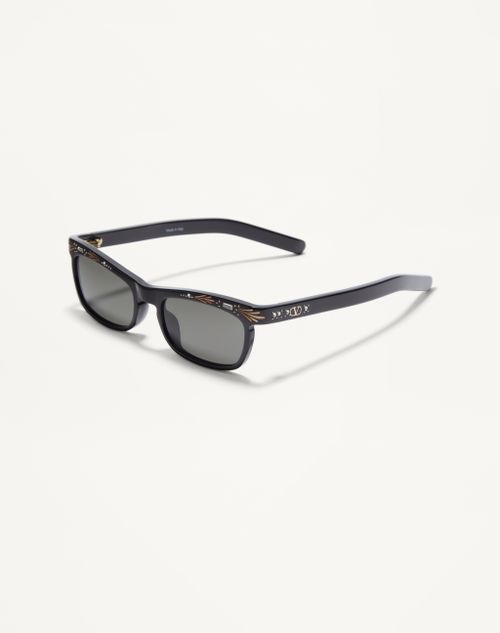 Valentino - Monturas Rectangulares De Acetato - Negro/gris - Unisexo - Gafas De Sol