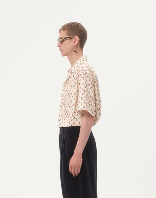 Valentino - Cotton Poplin Bowling Shirt With Cherryfic Print - Butter - Man - Shirts
