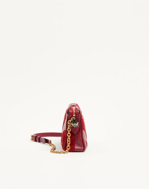 Valentino Garavani - Valentino Garavani Panthea Small Shoulder Bag In Suede And Nappa With Chevron Pattern - Red - Woman - Shoulder Bags