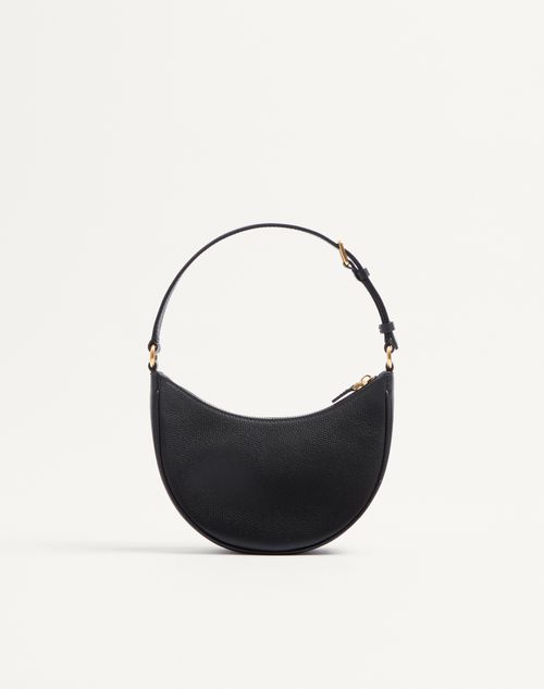 Valentino Garavani - Vlogo Signature Mini Hobo Bag In Grainy Calfskin - Black - Woman - Shoulder Bags