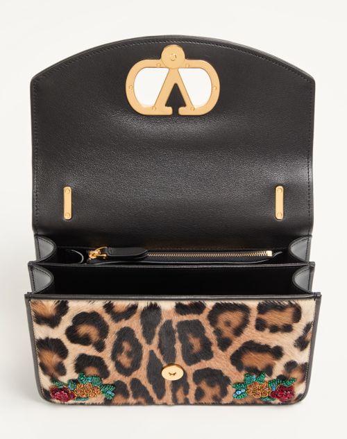 Valentino Garavani - Valentino Garavani Vain Shoulder Bag In Embroidered Pony-effect Kidskin Leather - Multicolour - Woman - Shoulder Bags