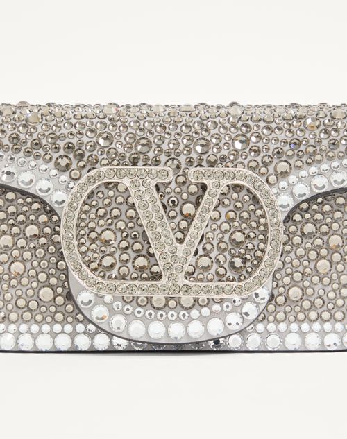 Valentino Garavani - Valentino Garavani Locò Small Shoulder Bag With Rhinestone Appliqué - Crystal - Woman - Shoulder Bags