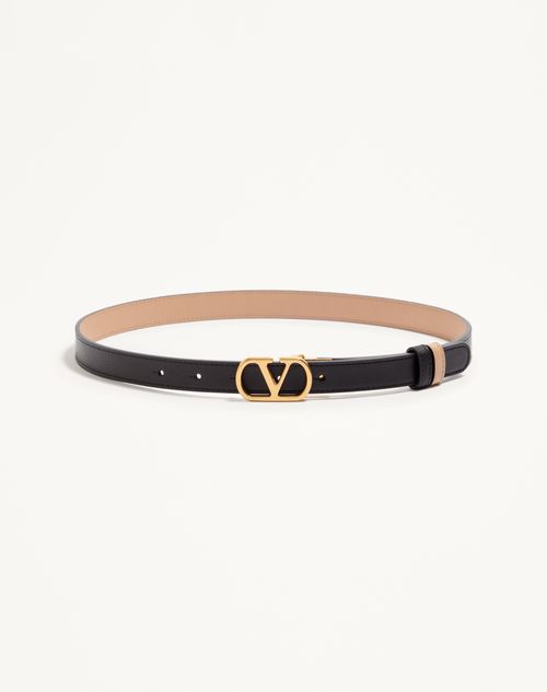 Valentino Garavani Vlogo Signature Reversible Shiny Calfskin Belt - 20mm / 1.2 In. Woman Black/pink 080