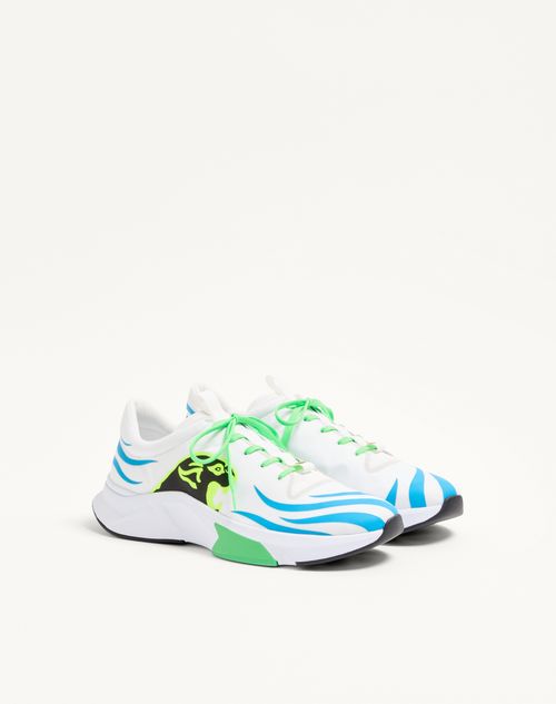Valentino Garavani - Panther Blaze Low-top Trainer In Ripstop Fabric - White/light Blue - Man - Trainers