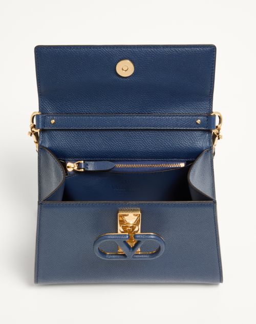Valentino Garavani - Valentino Garavani Vsling Small Handbag In Grainy Calfskin - Blue - Woman - Top Handle Bags