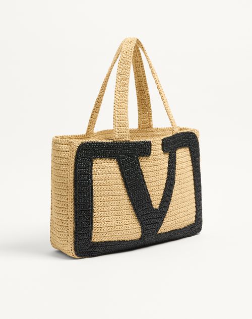 Valentino Garavani - Valentino Garavani Viva Superstar Large Raffia Shopping Bag - Natural - Woman - Totes