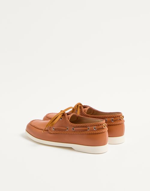 Valentino Garavani - Palm Avenue Kidskin Boat Shoe - Roasted Pecan - Man - Loafers And Driver