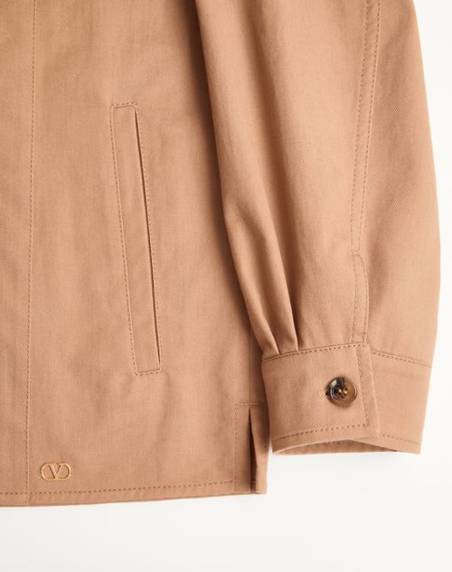 Valentino - Valentino Cotton Gabardine Shirt Jacket With Vlogo - Camel - Man - Outerwear