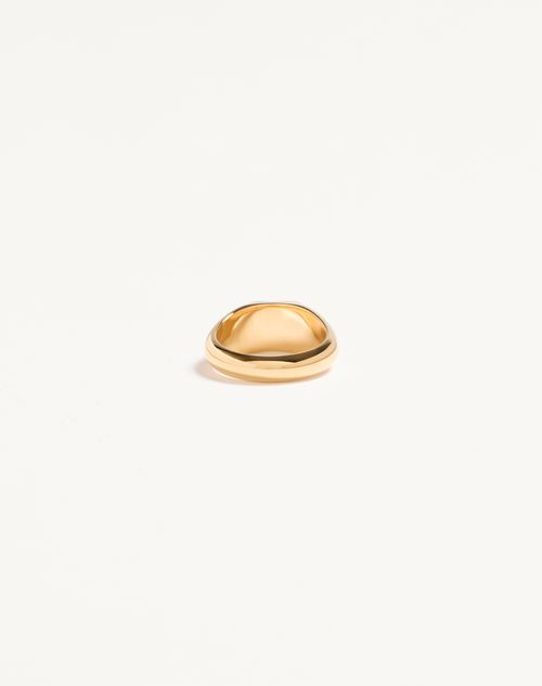 Valentino Garavani - Vlogo Signature Metal And Enamel Chevalier Ring - Gold/black - Woman - Jewelry