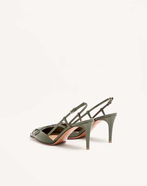 Valentino Garavani - Vlogo Signature Patent Leather Slingback Pump 80mm - Military Green - Woman - Pumps