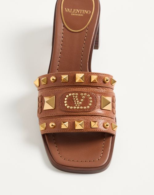 Valentino Garavani - Sandalia Sin Talón Plaster Caster De Cuero De Búfalo Con Tacón De 60 mm - Tabaco - Mujer - Sandalias