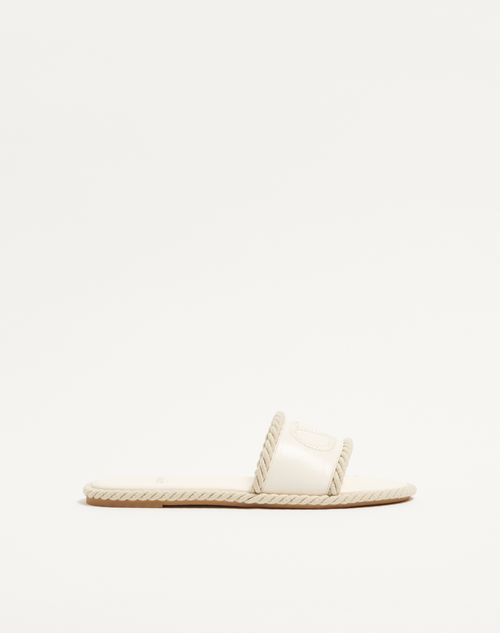 Valentino Garavani - Vlogo Torchon Slide Sandal In Nappa Leather - Ivory - Woman - Slides And Thongs