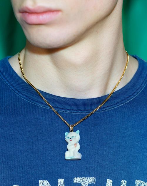 Valentino Garavani - Valentino Garavani Le Chat De La Maison Necklace In Nylon And Metal - Gold - Man - Jewelry