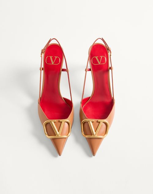 Valentino Garavani - Vlogo Signature Calfskin Slingback Pump 80mm / 3.15 In. - Almond - Woman - Pumps