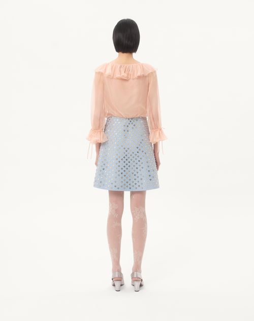 Valentino - Embroidered Crepe Couture Short Dress - Rose Mist/pastel Grey - Woman - Dresses