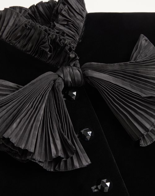 Valentino - Cropped Jacket In Sablé Velvet - Black - Woman - Jackets And Blazers