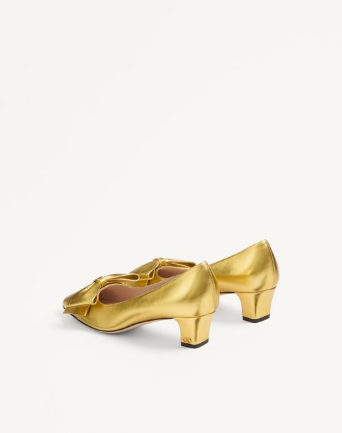 Valentino Garavani - Bowow Pumps In Laminated Nappa 45mm - Antique Gold - Woman - Pumps