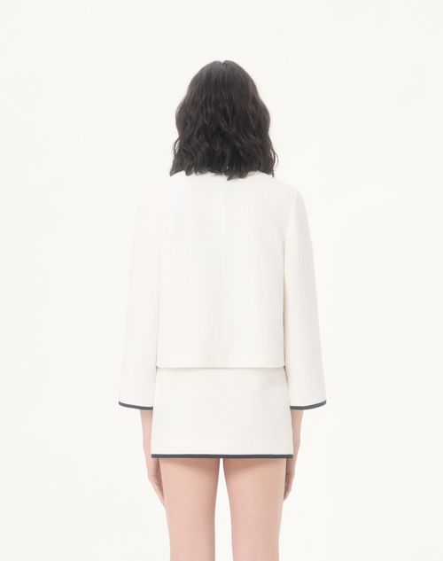 Valentino - Canestrello Cotton Tweed Jacket - Latte/black - Woman - Jackets And Blazers