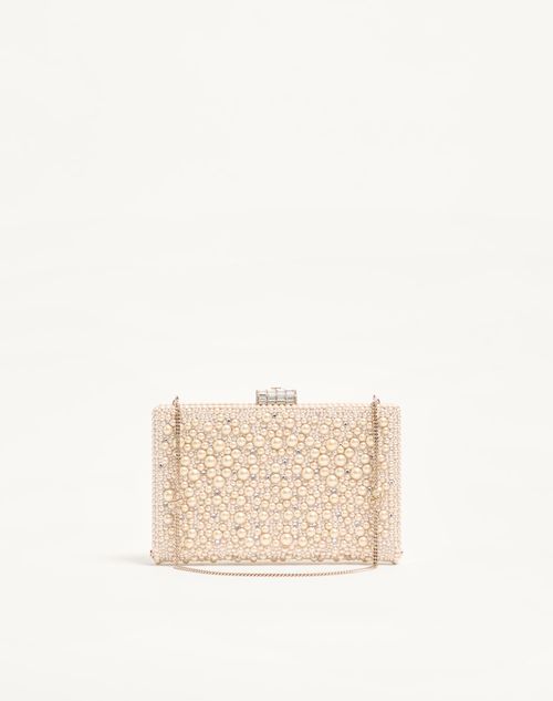 Valentino Garavani - Valentino Garavani Berthe Clutch With Pearls And Rhinestones - Cream/crystal - Woman - Clutches