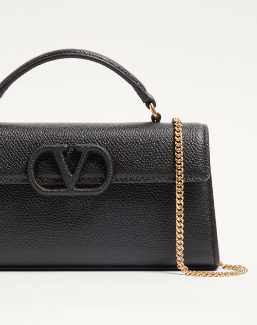 Valentino Garavani - Valentino Garavani Vsling Mini Handbag In Grainy Calfskin - Black - Woman - Top Handle Bags