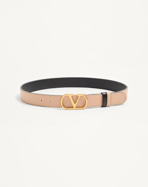 Valentino Garavani - Vlogo Signature Reversible Shiny Calfskin Belt - 30mm / 1.2 In. - Black/pink - Woman - Belts