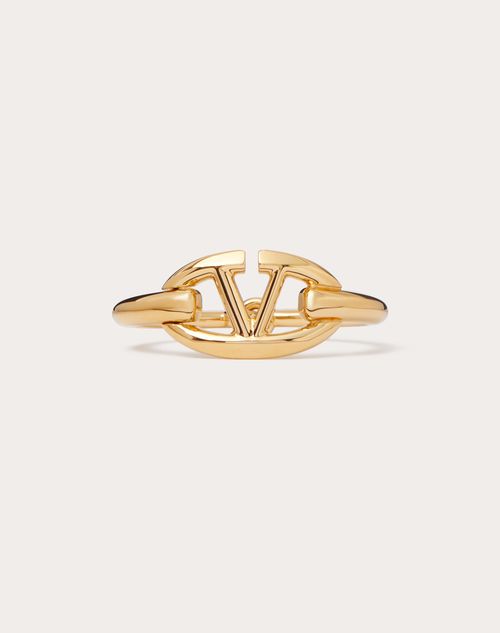 Valentino Garavani Vlogo Metal Moon Bangle Woman Gold L In Gold