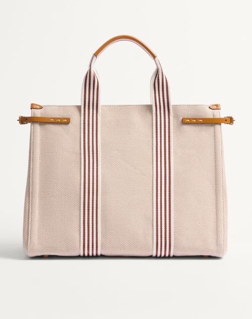 Valentino Garavani - Valentino Garavani Antibes Canvas Bag - Natural/tobacco - Man - Totes