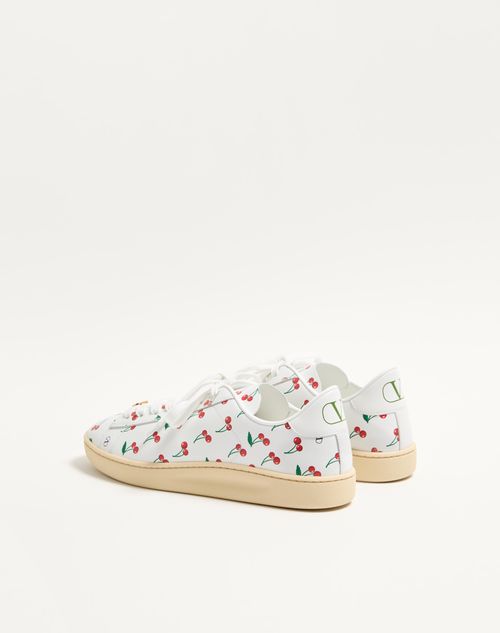 Valentino Garavani - Royco Sneaker In Nappa Calfskin With Cherryfic Pattern - White - Man - Sneakers