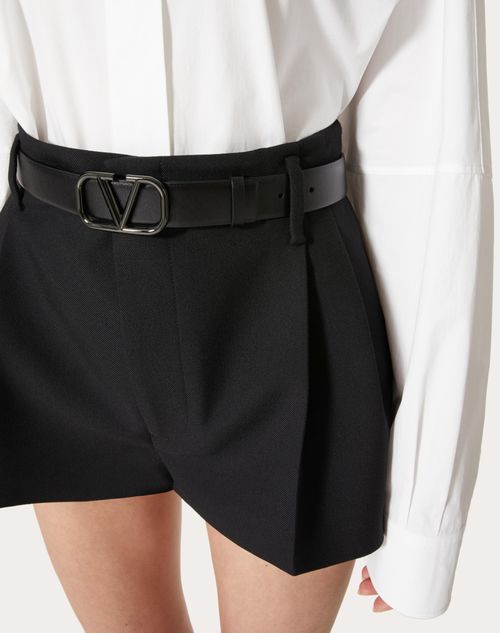 Valentino Garavani - Vlogo Signature Belt In Glossy Calfskin 30mm - Black - Woman - Belts