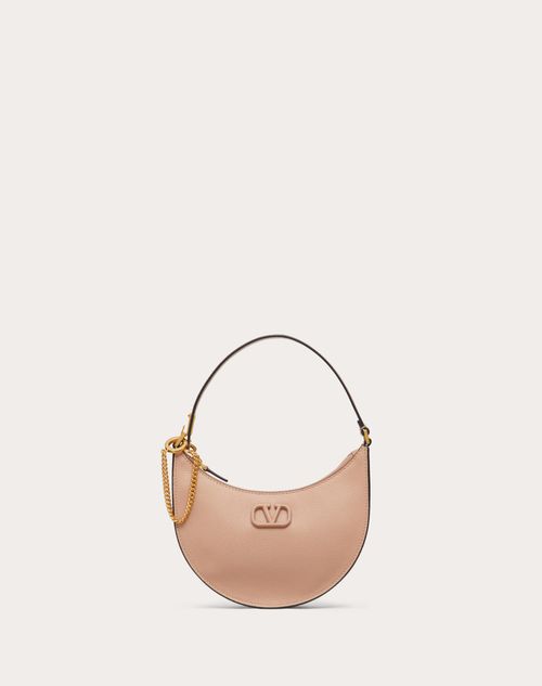 Valentino Garavani Mini Vlogo Signature Grainy Calfskin Hobo Bag Woman Rose Cannelle Uni