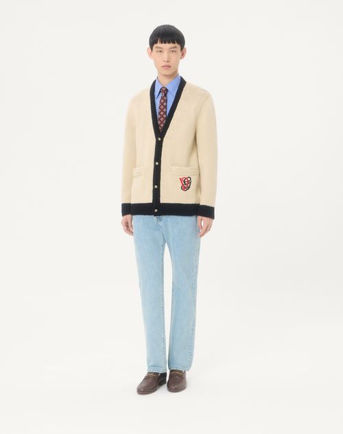 Valentino - Valentino Oxford Cotton Shirt With Vgold - Light Blue - Man - Shirts